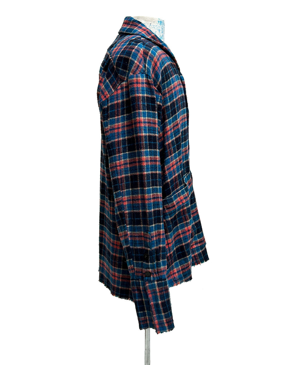 k*e様 greg lauren BOXY PLAID SHIRT NAVY – Greg Lauren